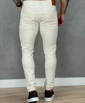 Calça Sarja Bege Masculina Slim Alexandre - Forum