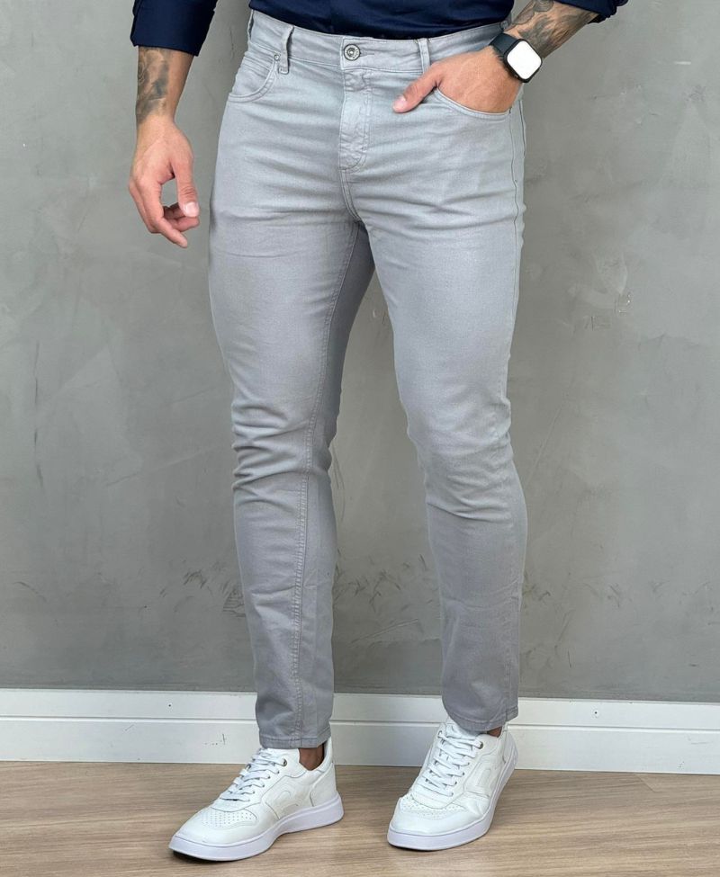 Calça Sarja Cinza Masculina Slim Alexandre - Forum