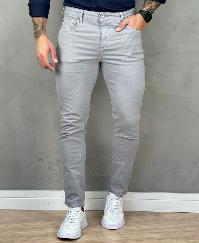 Calça Sarja Cinza Masculina Slim Alexandre - Forum